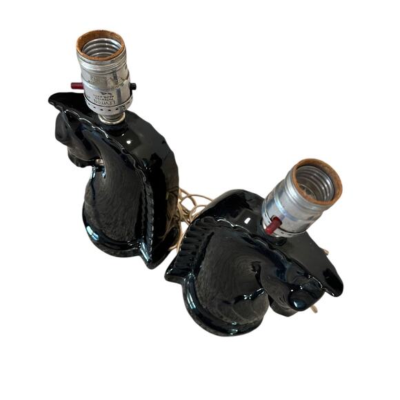 Vintage MCM Haeger Horse Head Matching Lamp Set - Picture 4 of 9